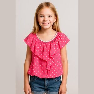Justice size 18 pink with white polkadot blouse